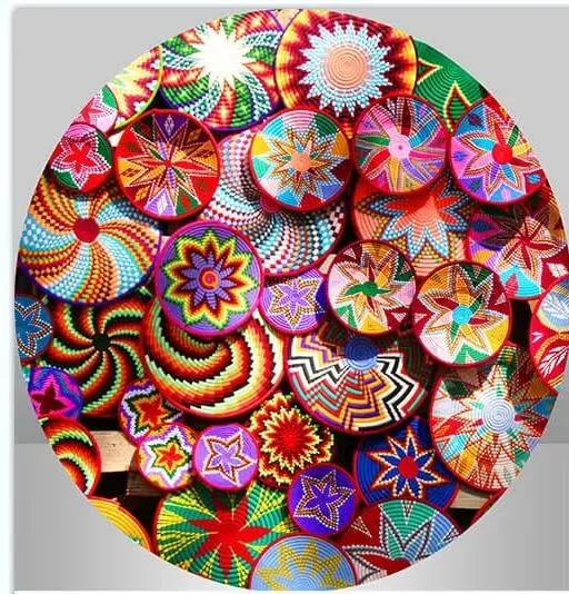 Mehofond Traditional Ethiopian Floral Round Backdrop Africa Colorful Basket Circle Background Mexican Birthday Party Decoration