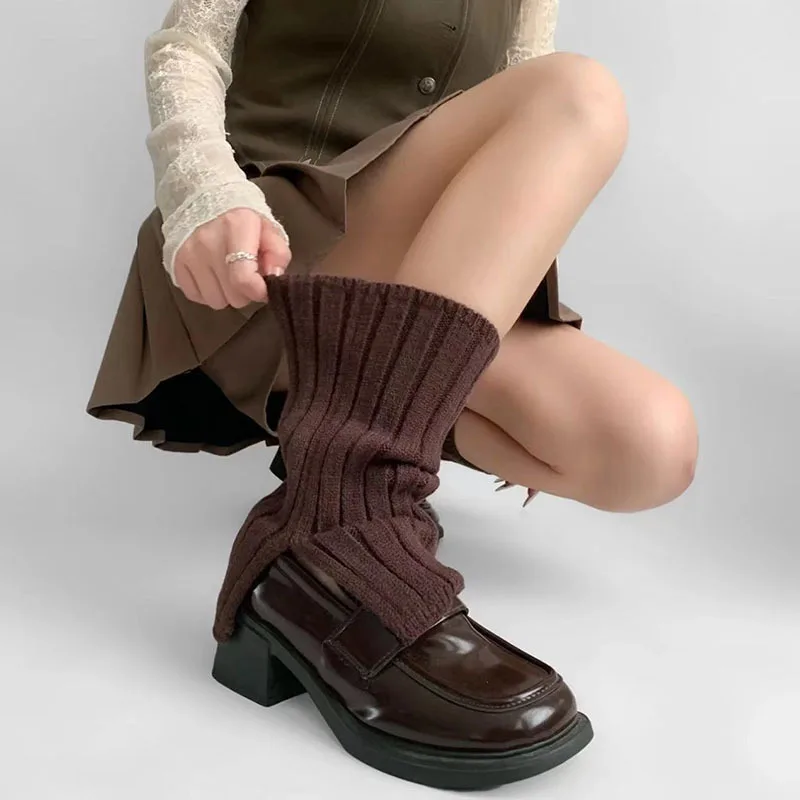 الخريف الشتاء محبوك الدافئة تدفئة الساق غطاء للقدم الدافئة منتصف العجل الجوارب لوليتا الحلو الفتيات جوارب السيقان النساء جوارب الراحة المنزلية #5