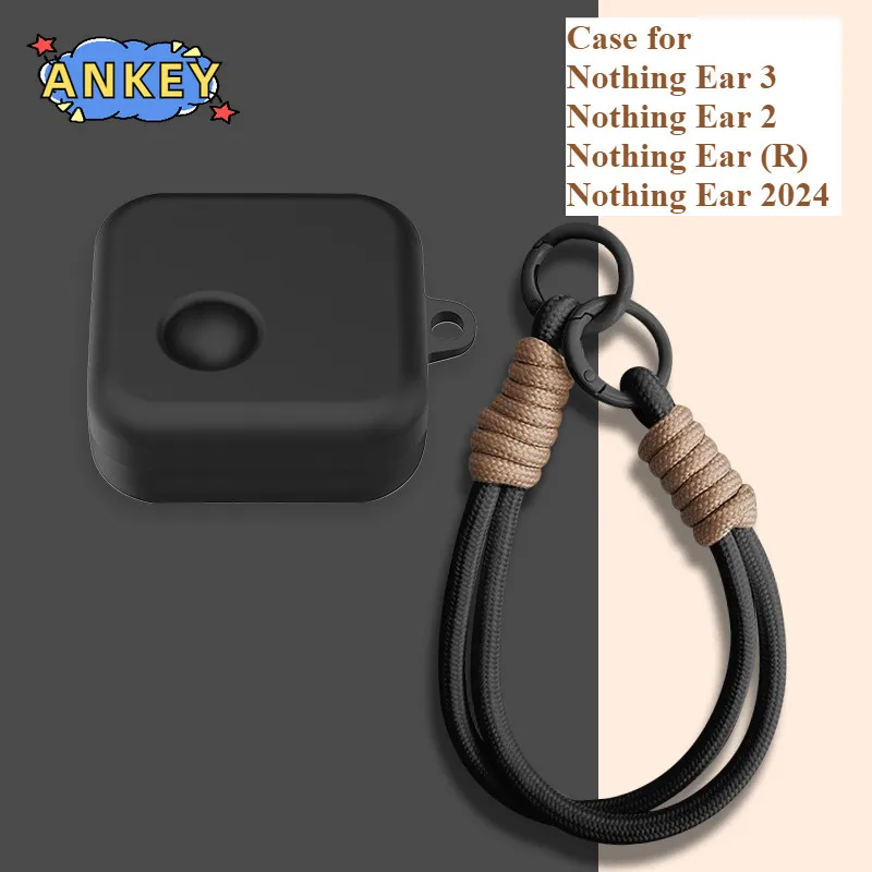 

Чехол для Nothing Ear 2 3 (R) 2024, мягкий силиконовый защитный портативный ударопрочный корпус с карабином и ремешком