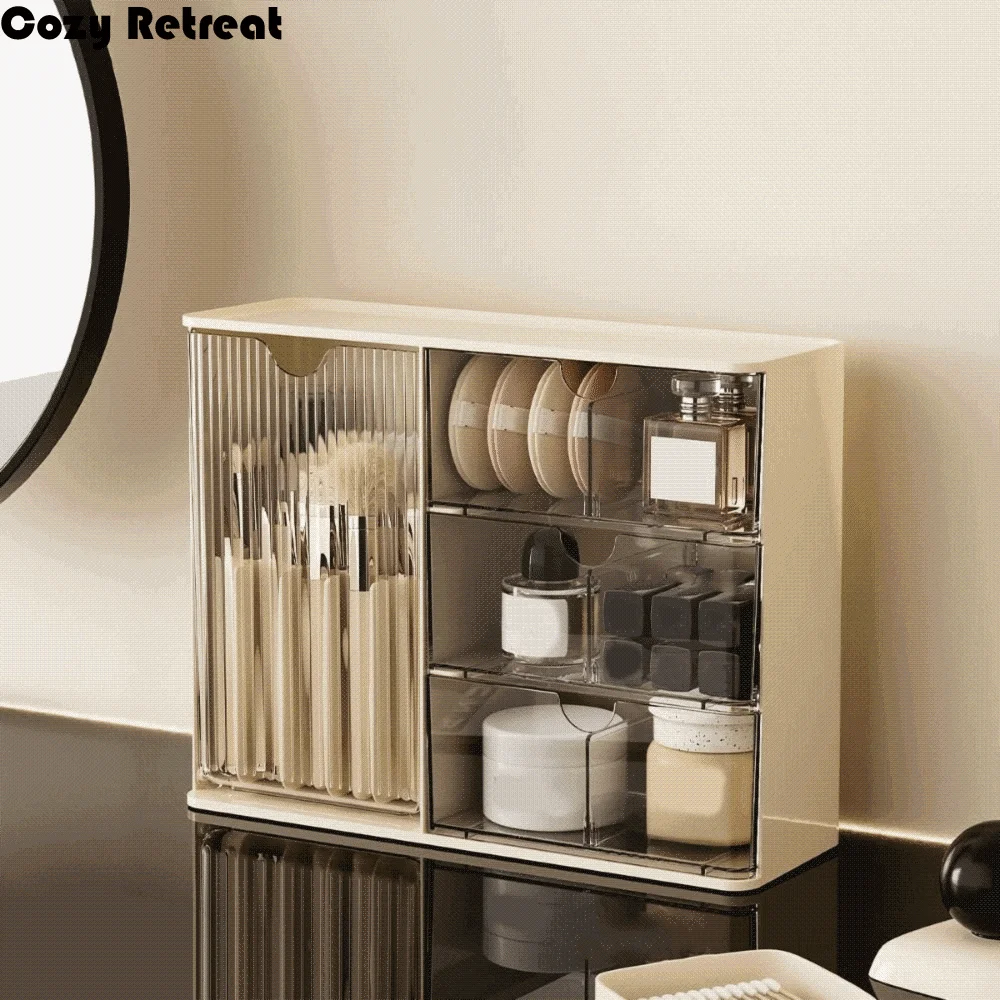 

Пластиковый органайзер для косметики большой емкости, пылезащитный, с выдвижными ящиками, прозрачный