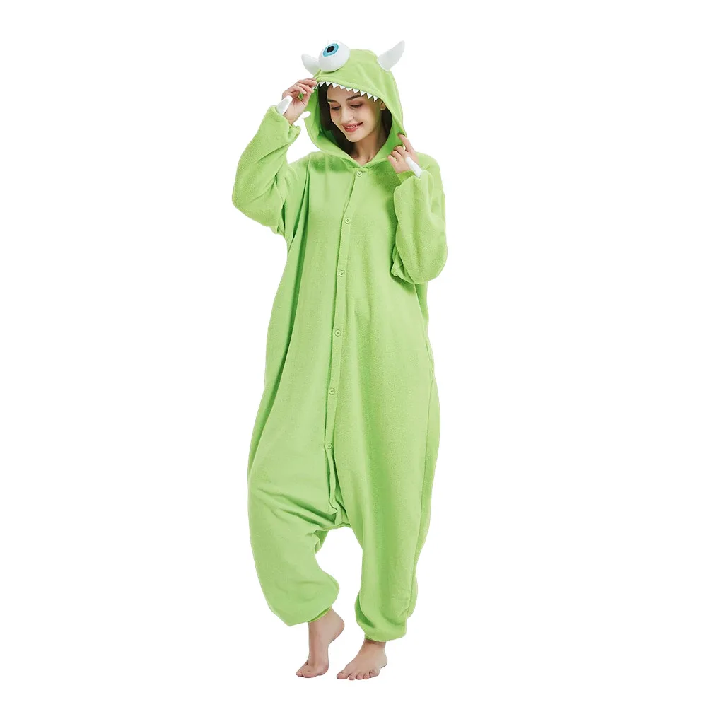 Polar Fleece cowboy Mike Wazowski Monster Kigurumi adulti Cartoon tutina pigiama costumi per Halloween Carnival Cosplay Party