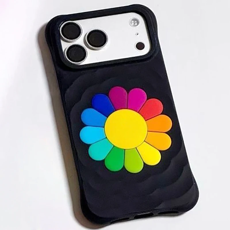 

Multicolor Flower Petal Wave Silicone Protective Case for iPhone 17 Pro Max