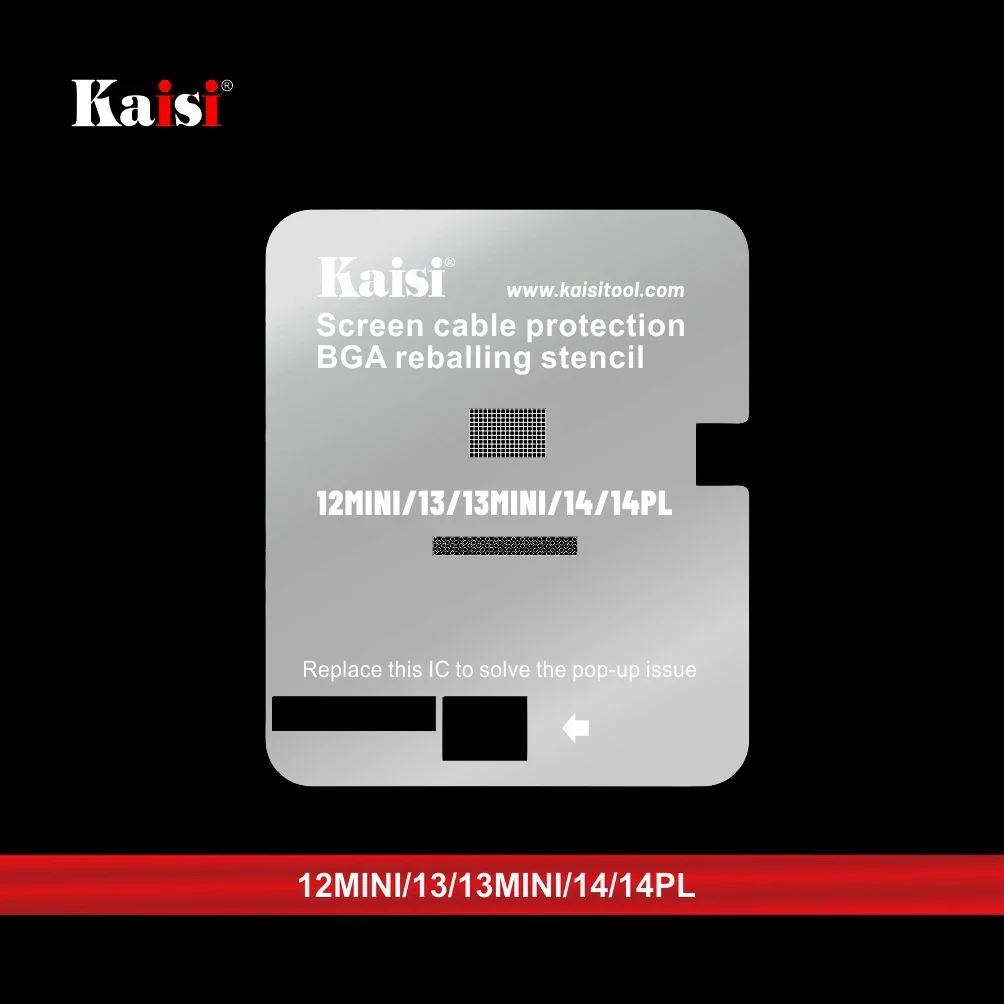 Kaisi LCD 디스플레이 IC BGA 리볼링 스텐실, 아이폰 11 12 13 14PM 터치 스크린 플렉스 칩 광택제 제거 보호 템플릿