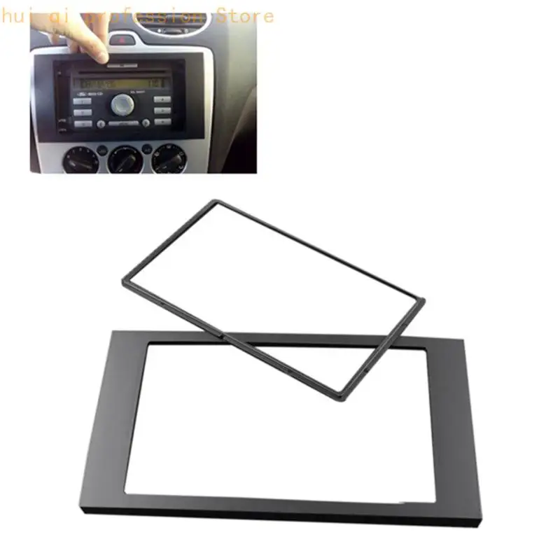 Doppel-DIN-Einbaurahmen, schwarze Kunststoff-Autoradio-Einbaublende mit innerem Montagerahmen für Mittelkonsolenkopf H8WE – Detail 9