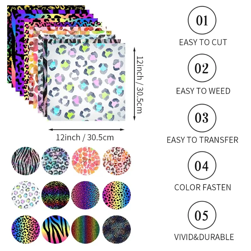 WOWOCUT 12*12 IN Infusible Transfer Ink Sheet Leopard Pattern Ink Transfer Paper Animal Infusible Transfer Paper for Mug T-Shirt