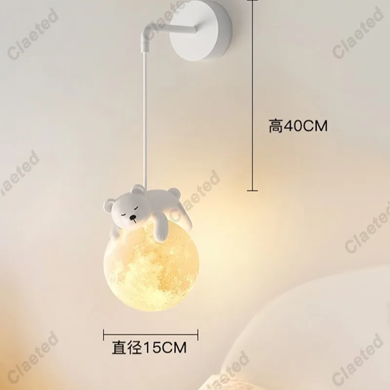 Creative Moon Cartoon Animal LED Pendant Light for Children and Babies Bedroom Bedside Lighting and Decorative Light Fixtures