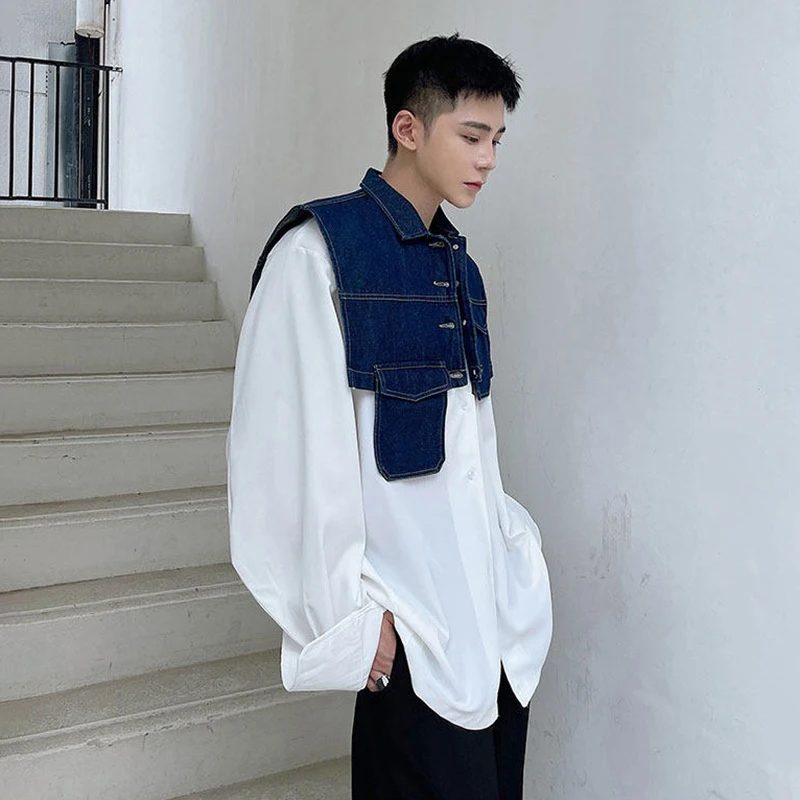 LUZHEN Decorate 2026 Personalized New Niche Pockets Original Design Sleeveless Denim Vest Jacket Men's Fashion Waistcoat JY8449