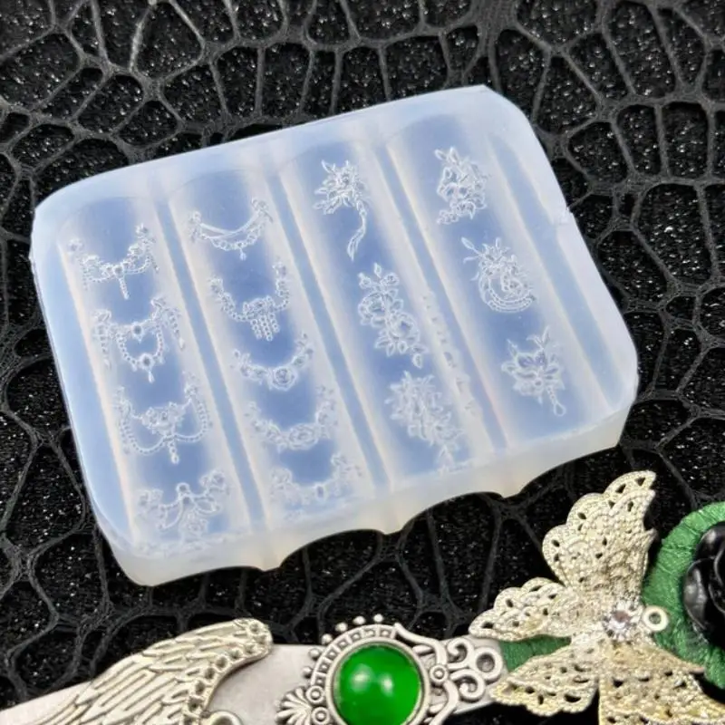 Transformeer uw nagels met 3D siliconen mal reliëf snijwerk bloemketting ontwerp, transparant doe-het-zelf manicure kunst decoratie sjabloon