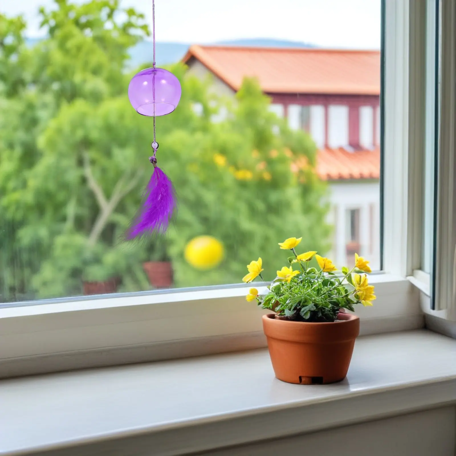 6Pcs Japanese Glass Edo Style Wind Chimes Colorful Hanging Outdoor Balcony Garden Decorations Natural Melody Summer