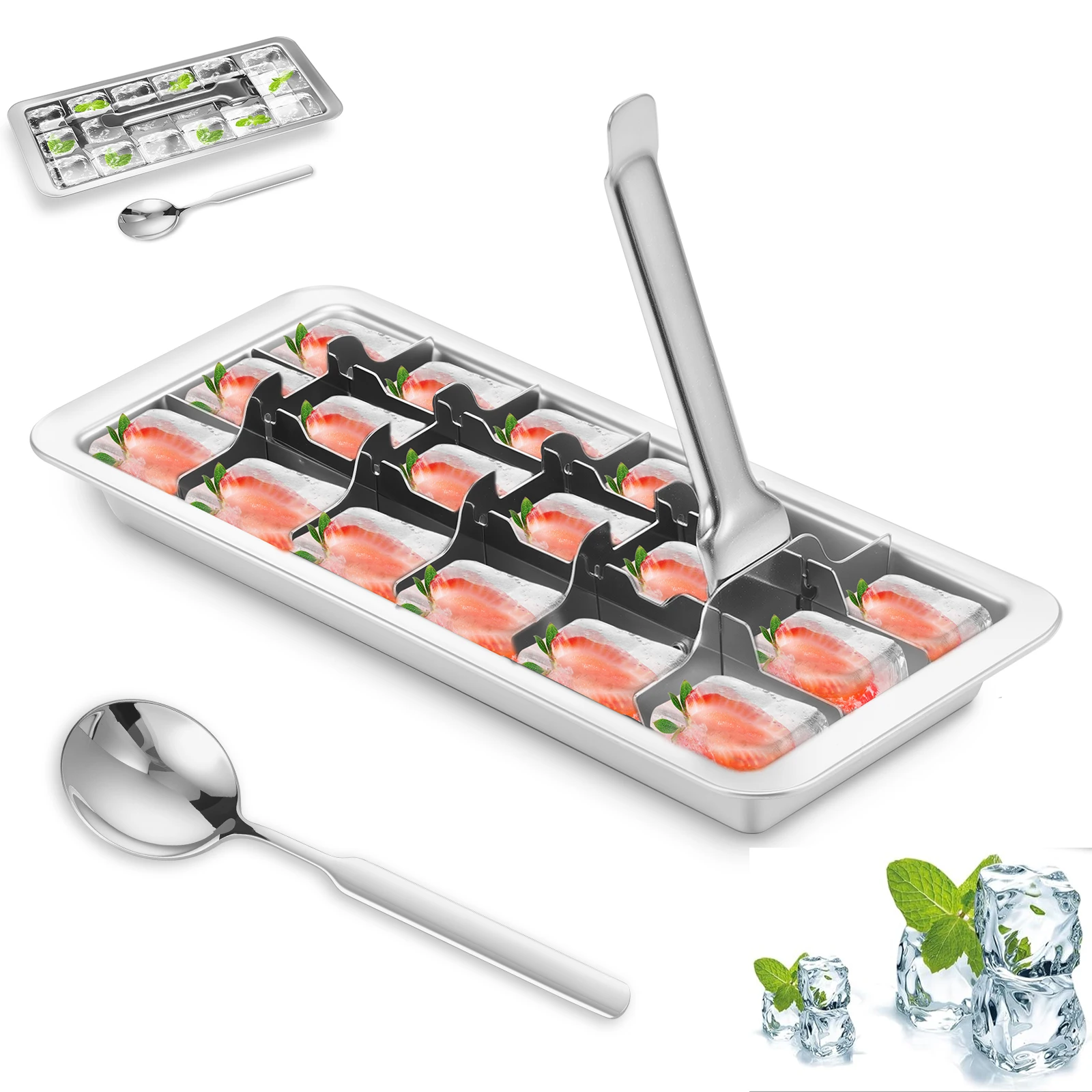 

Винтажный лоток для кубиков льда из нержавеющей стали, легкосъемные батончики для изготовления кубиков льда, металлическая форма для морозильной камеры для детского питания, сока, овощей