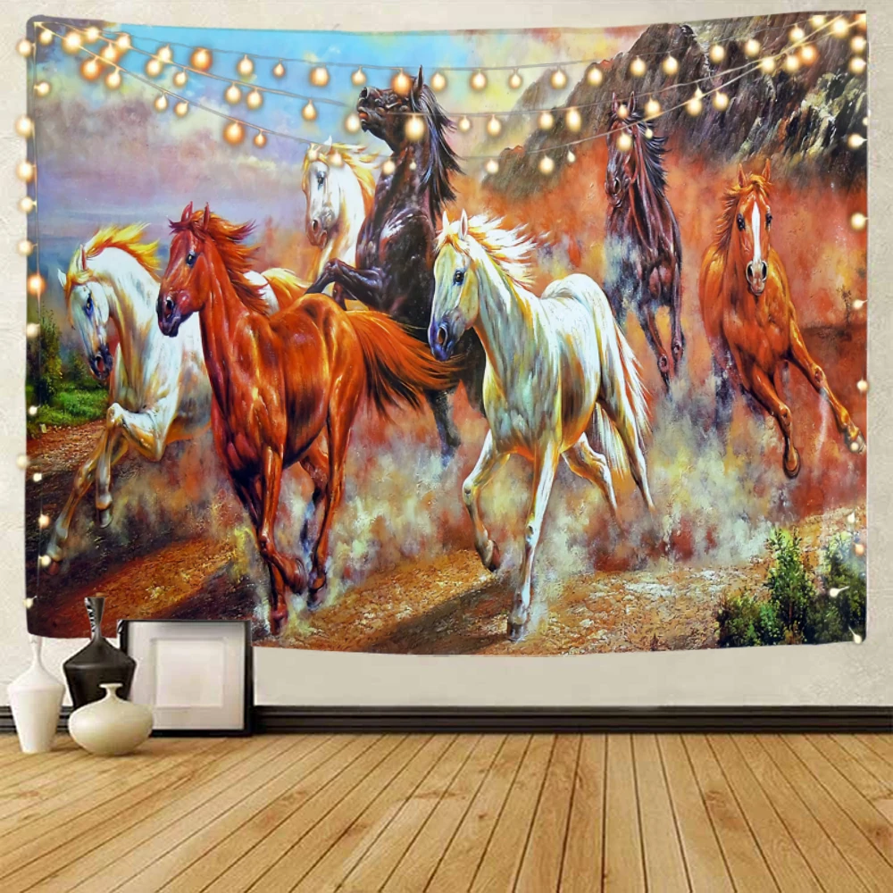 Mercedes Benz Horse Sweat BMW Background Decoration tapestry Grassland Mercedes Benz Horse Background Decoration tapestry