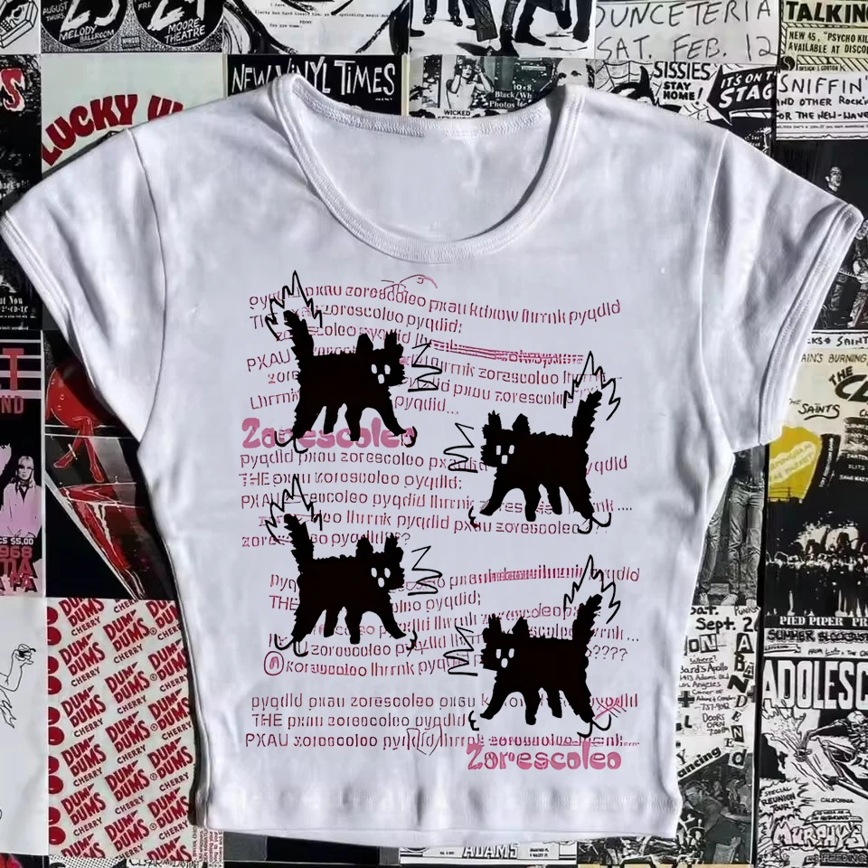 

Harajuku Women T-Shirt Slim Crop Top Retro Sexy Fashion graphics Grunge Vintage Short Sleeve Tee Y2k Streetwear Clothing Top