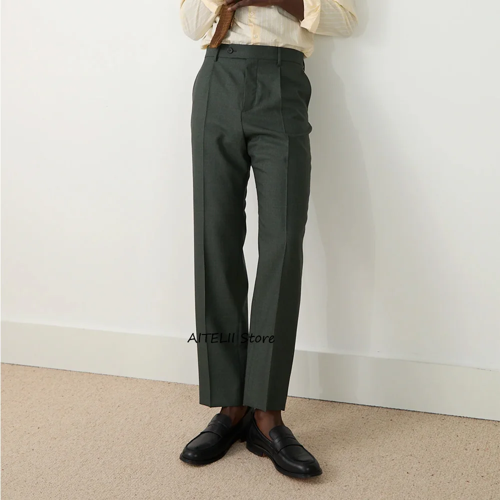 

Классические мужские брюки из полиэфирного волокна, однотонные рабочие брюки, прямые брюки, деловые повседневные брюки, одежда пошив