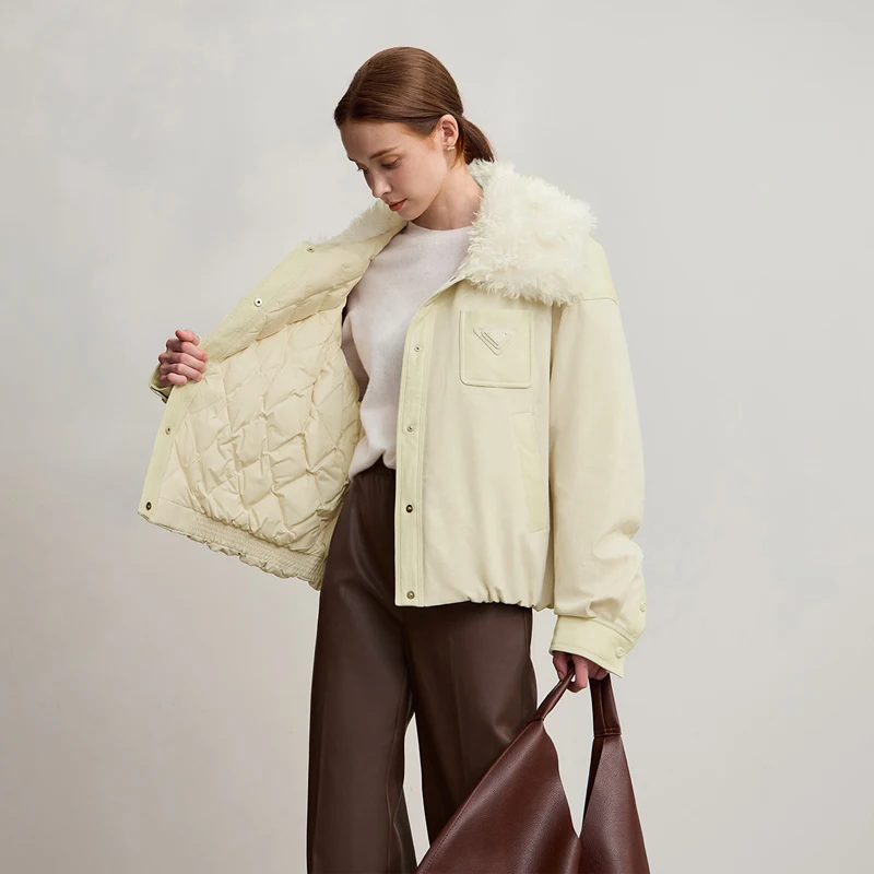 Amii Down Coats For Woman 2025 Winter New Casual Warm Patchwork Versatile Down Jacket Women's Long Sleeves Loose Top 12544075