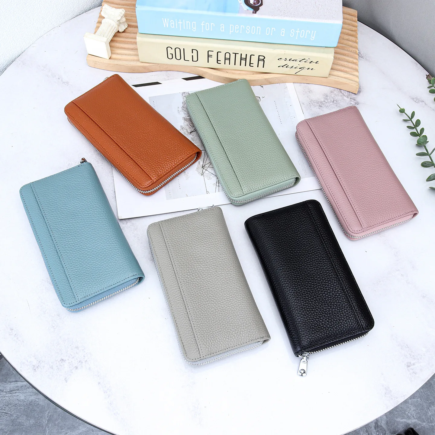 Genuine leather Long Wallet RFID Cross-border Multi-card Slot Wallet Large Capacity Zipper Women's Wallet