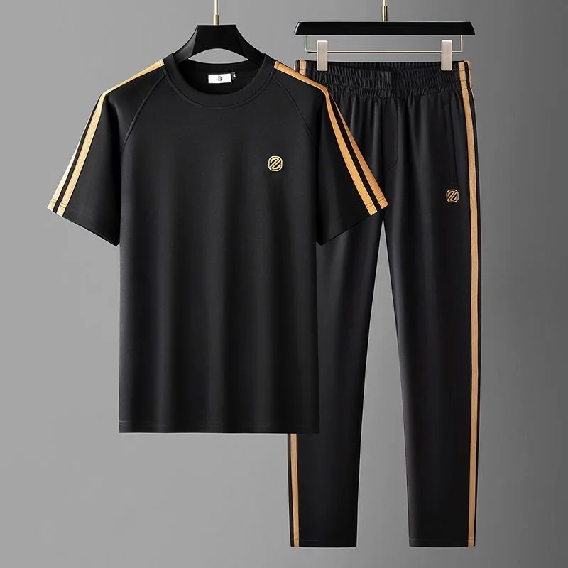 2024 Fashion All-in-one Summer Short Sleeve T-shirt Set Men's Casual Relaxed Comfortable Large Size High Quality Two-Piece Set