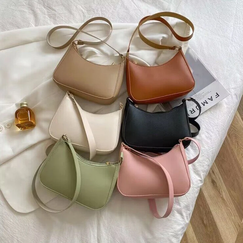 

Fashion PU Leather Shoulder Underarm Bag Solid Color Women's Handbags Casual Female Crossbody Bag﻿