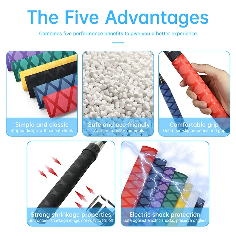 1m Non-Slip Heat Shrink Tube 15/18/20/22/25/28/30/35/40/45/50/60mm Insulated Fishing Rod DIY Electrical Wrap Handle Grip Repair