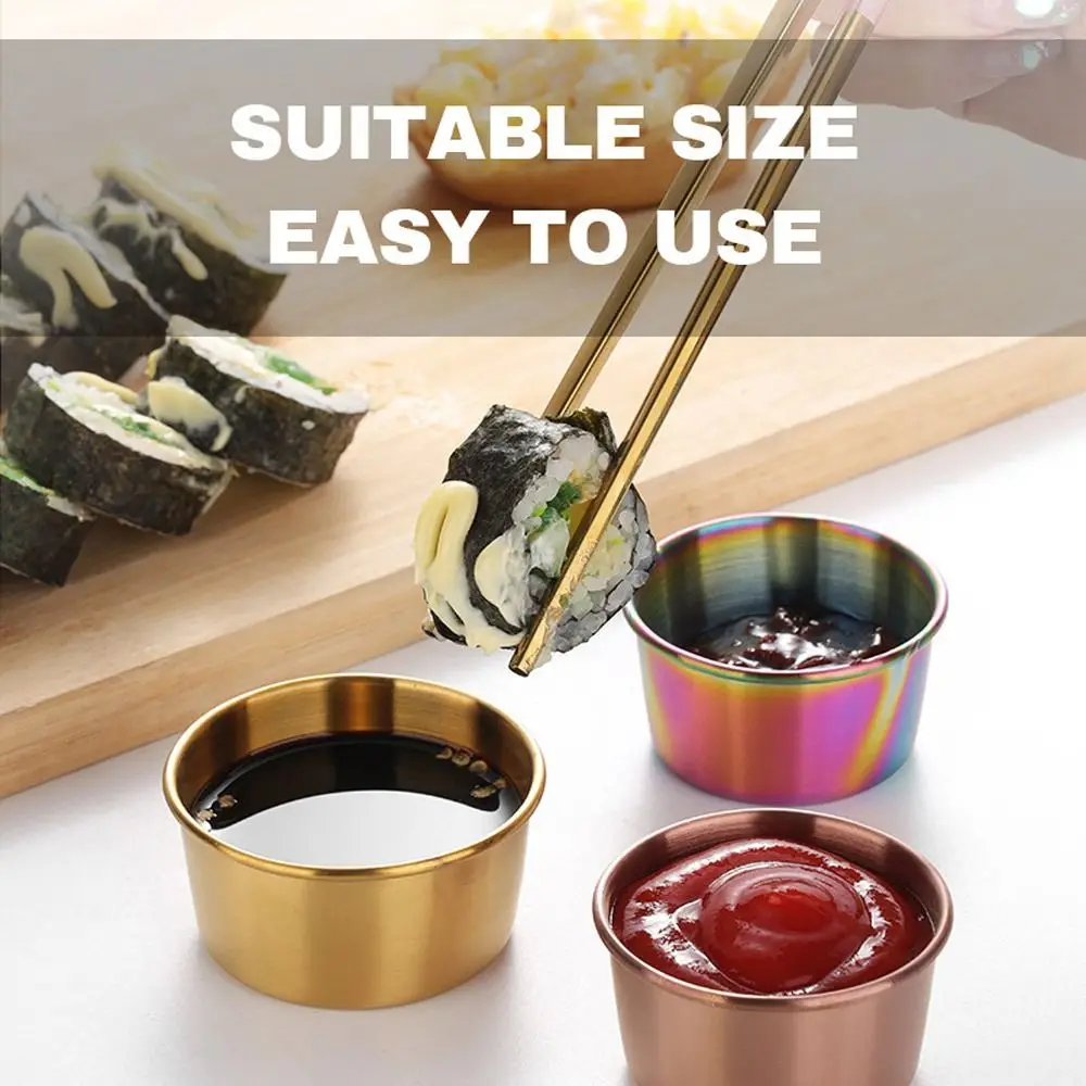 Multifunctional Stainless Steel Seasoning Dishes Condiment/Sauce Mustard/Salad/Tomato Sauce Sauce Dish Dipping Bowl