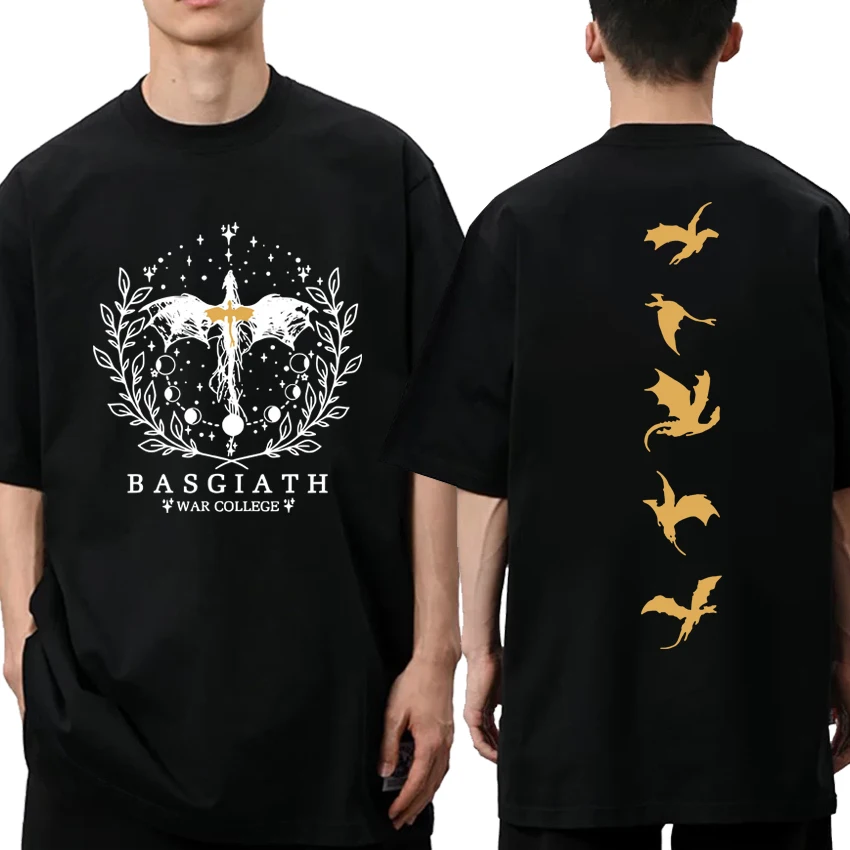 

Basgiath War College Fourth Wing Double Sided print short sleeve T-shirts 2026 Unisex Oversized Tops Men Women Cotton T shirt
