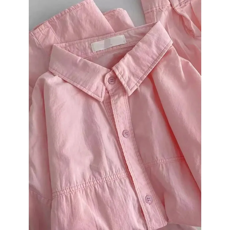 Light Luxury Blue Pure Cotton Women's Long Sleeve Sun Protection Outerwear 2025 New Elegant Chic Loose Top Shirt Jacket