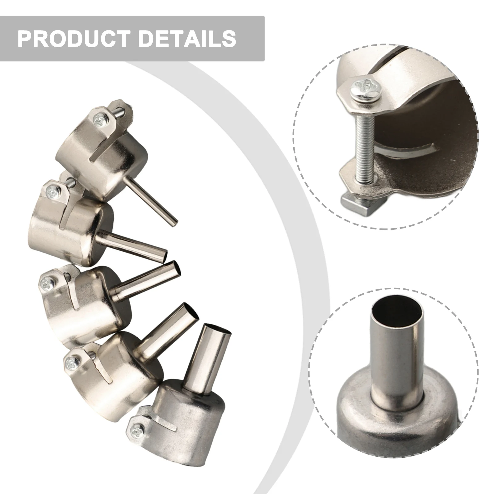 Hot Air Stations Desoldering Stations Welding Nozzle 5pcs Stainless Steel Aoyue 906/968/850/6028 850 852D Series