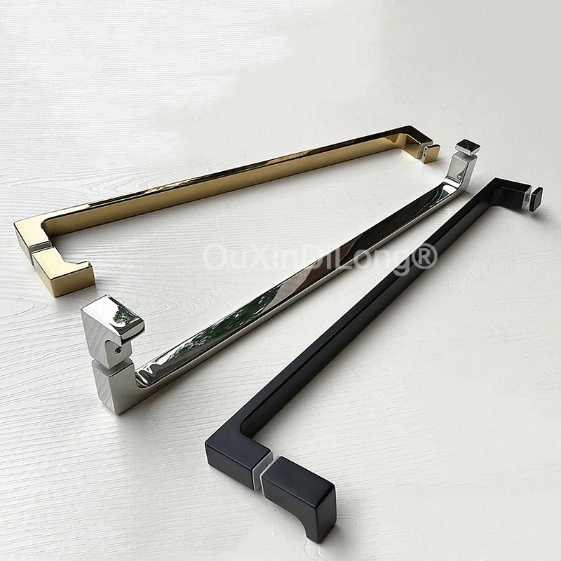 

304 Stainless Steel Solid Base Bathroom Door Handles Extra Narrow Glass Sliding Door Handles Chromed/Black/Gold CC 440/500mm