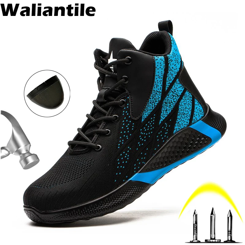 

Waliantile Steel Toe Ankle Safety Boots For Men Male Anti-smashing Indestructible Working Boots Shoes Safety Sneakers Footwear