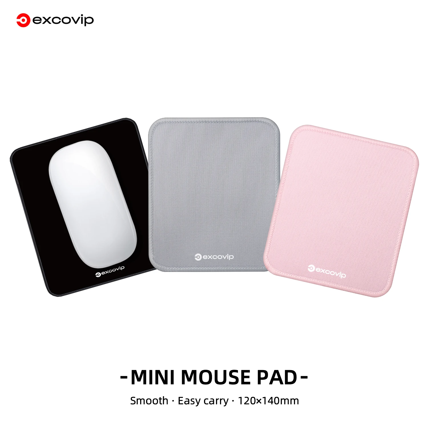 EXCO Tapis de souris ultra mini portable pour bureau, petit tapis de souris avec bord cousu, base en caoutchouc antidérapante pour ordinateur portable