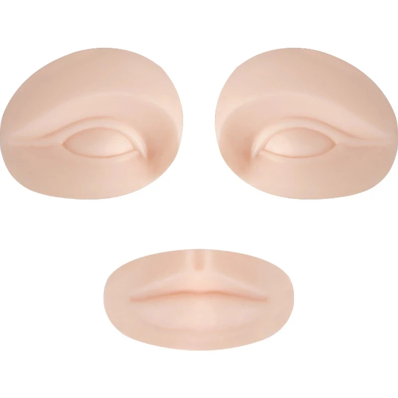 3D 2 Eyes with 1 Lips Practice Makeup Tattoo Tools Permanent Skin Replacement Soft Silicone for Training Mannequin Moulds