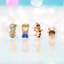 New ins Cute Colorful Snowman Zircon Earrings Set For Women Girl Fashion Wholesale Jewelry Gift