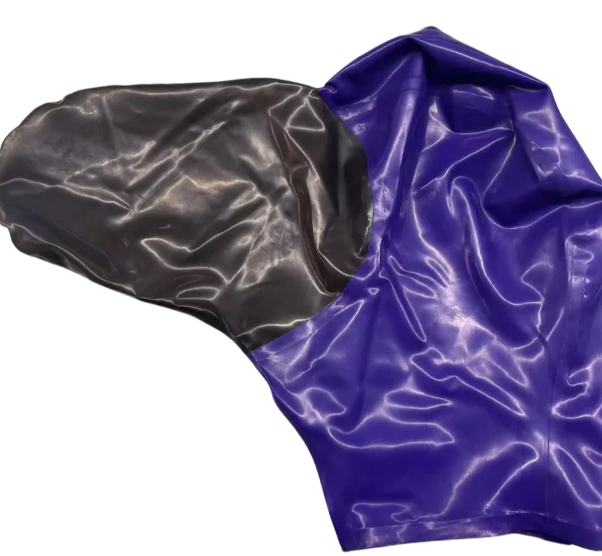 Women Men Sexy Latex Hood Natural Rubber Mask With Eyepatch And Mouth Piece Handmade Costumes