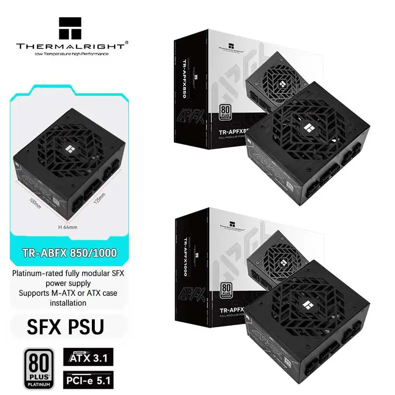 Thermalright TR-APFX850/1000 Black Platinum SFX Full Modular small power supply ATX 3.1 PCIE 5.1 with all Japanese capacitors