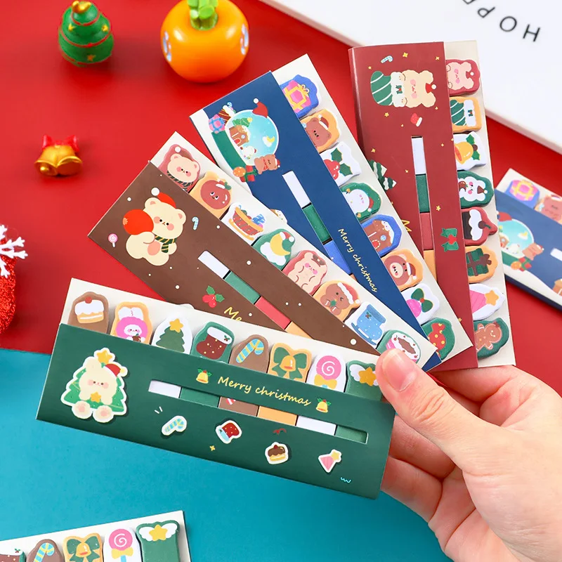 Christmas Row Station Notes, Students Ins Cute Index Stickers Cartoon High-value N Sticky Notes Stationery