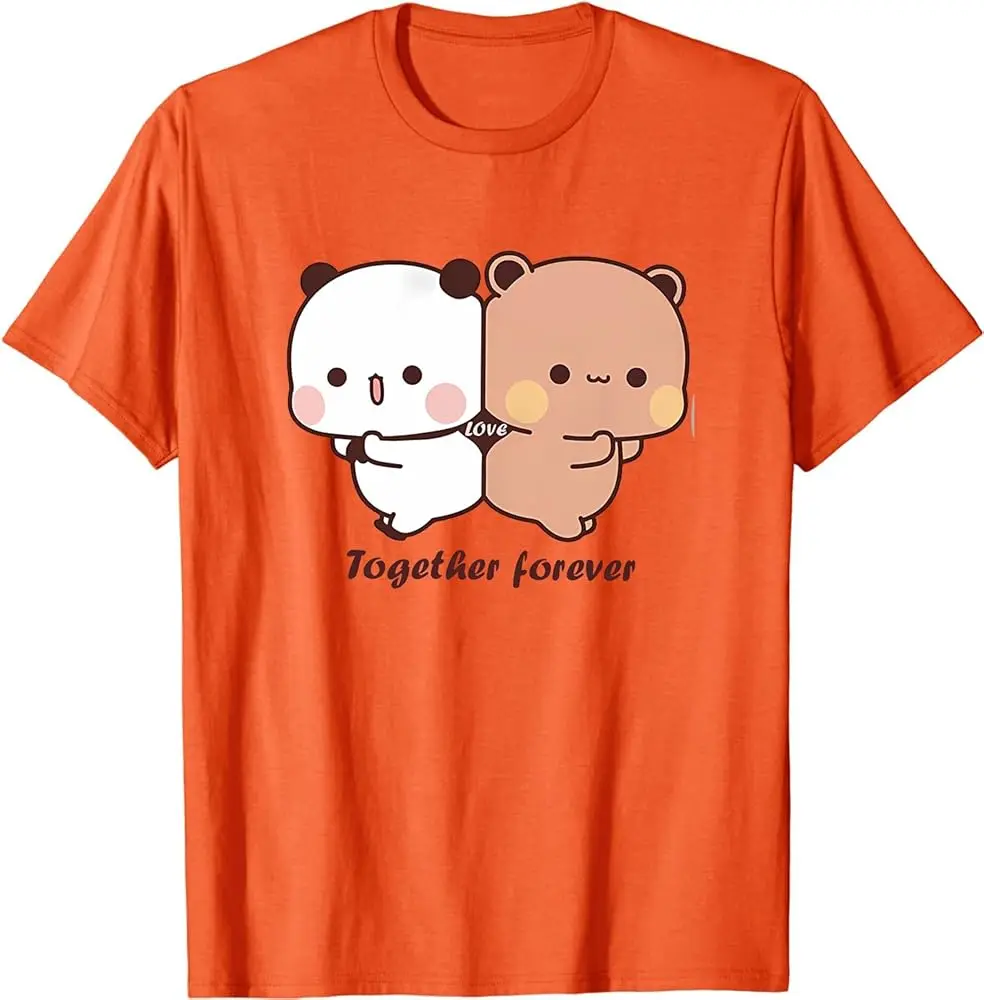 Kawaii Panda Bear Hug Bubu and Dudu Together Forever Valentines Days Funny Gift Unisex T-Shirt, X-Small, Black