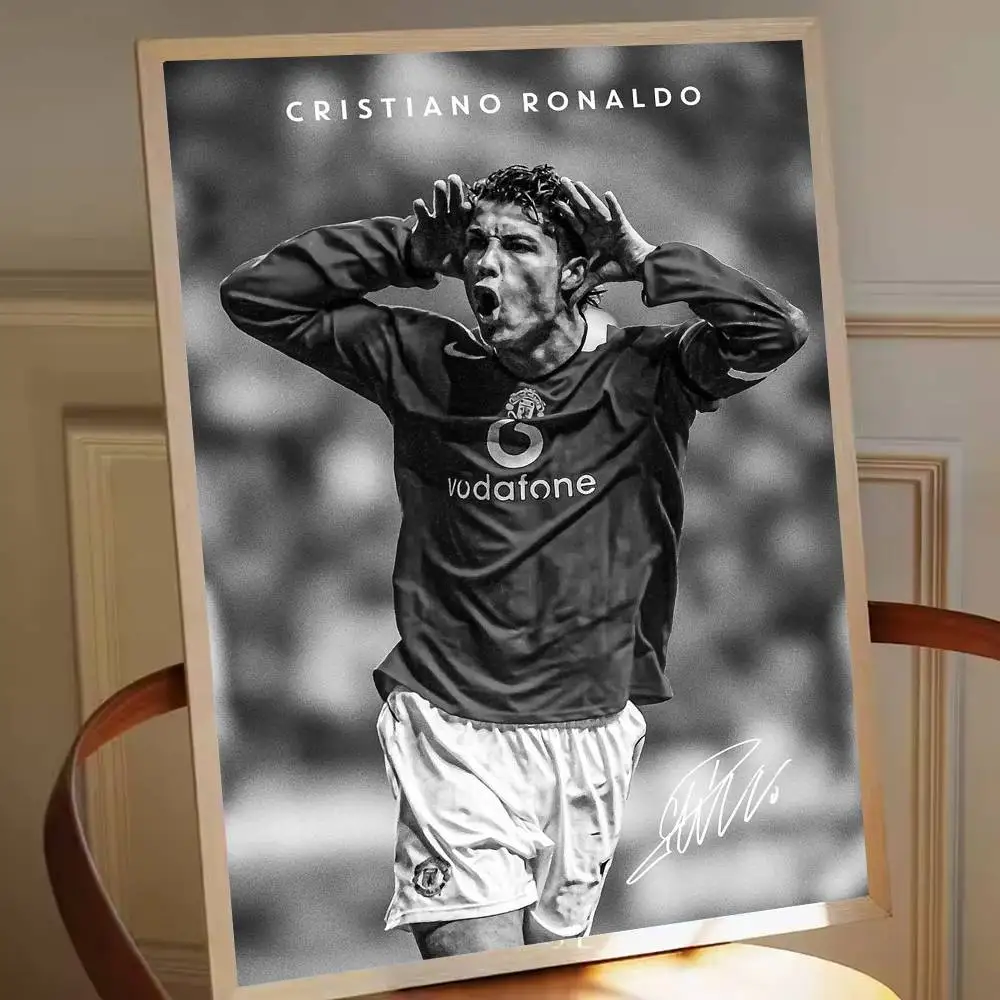 B-Cristiano T-Ronaldo CR7 Poster Sticker Print Waterproof Wall Art For Living Room Bedroom Home Decor