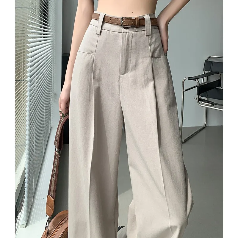 

Japanese Style High Waist Tooling Pants Women's Summer New Design Sense Niche Straight Slimming Wide Leg Pants Loose Casual Trou