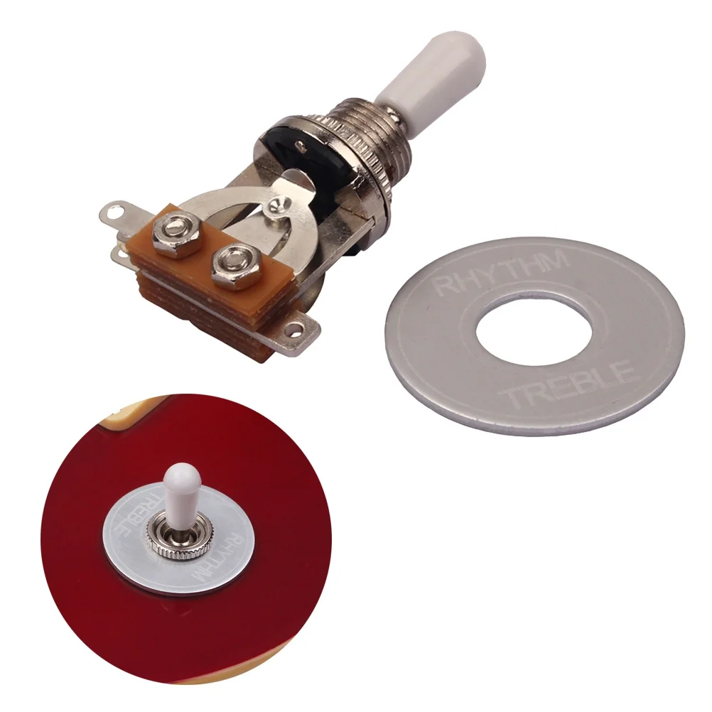 

3 Way Toggle Switch Stick-on Copper Aluminum 3 Way Toggle Electric Guitar Parts Replacement Rhythm Treble Washer Plate