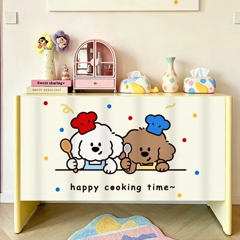 VIKAMA Line Cat Thank You Cabinet Curtain, 6 Designs, Decor for Kitchen Bathroom Storage Cabinet