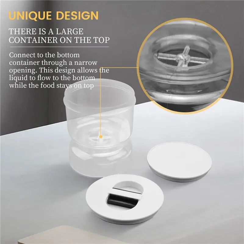 Doings Pickles Jar Dry and Wet Dispenser Pickles and Olives Hourglass Jar Container for Home Kitchen Separator Organizer