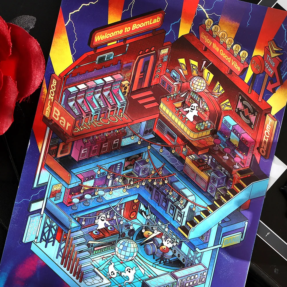 Kawaii 3D น่ารักการ์ตูน Midnight DJ สติกเกอร์ภูมิทัศน์หนังสือสติกเกอร์ DIY กระเป๋า Cabin ฉากเทศกาล HolidayChildren ของขวัญ ﻿