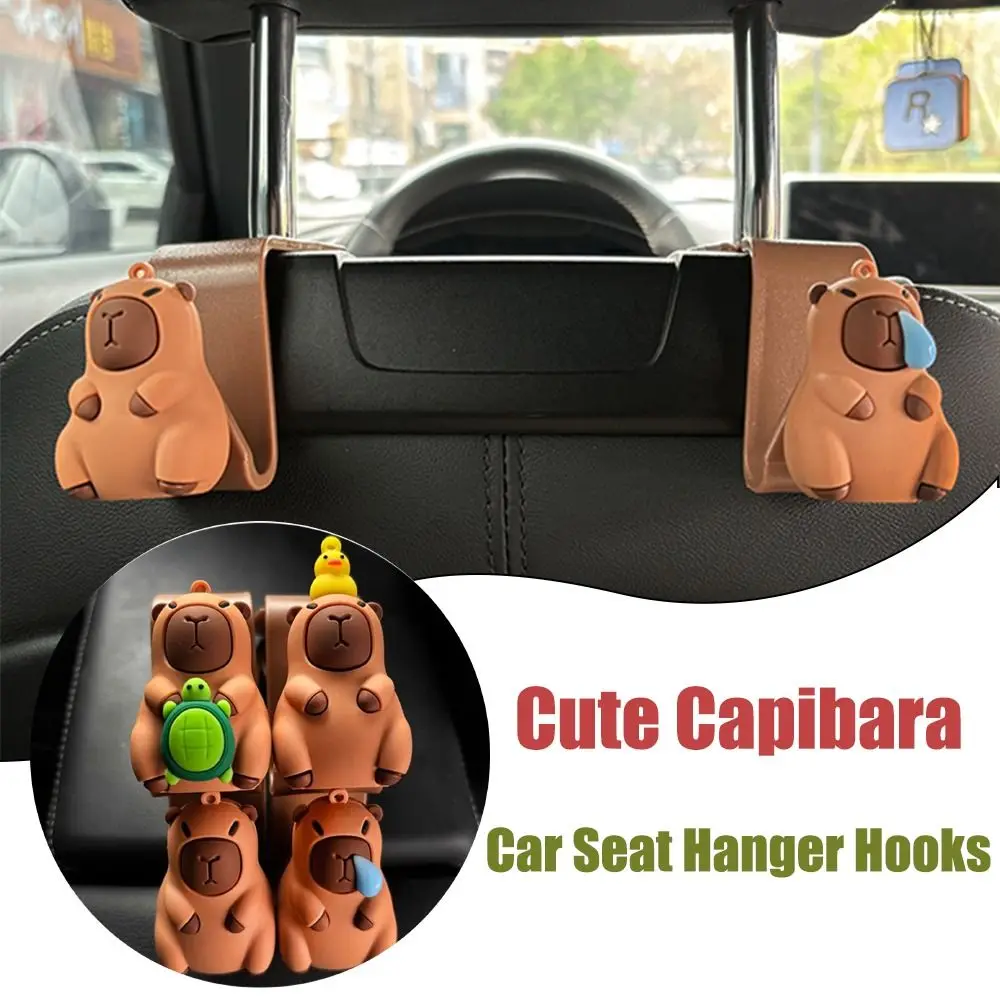 Cartoon Cute Capibara Car Hook Car Seat Back Hanger Car Clip 3D Capibara-shaped Hanger Behind-seat Organizer Hook Car