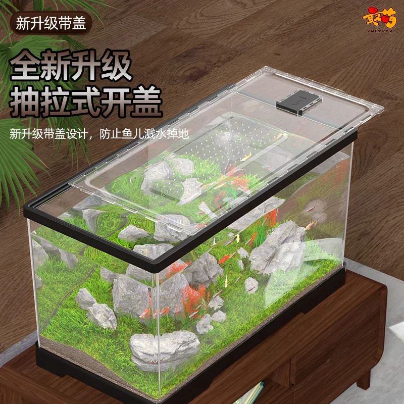 Luxury Living Room Aquariums Fish Tanks Desktop Nordic Office Originality Aquariums Glass Simple Design Pet Products Tangki LLAQ