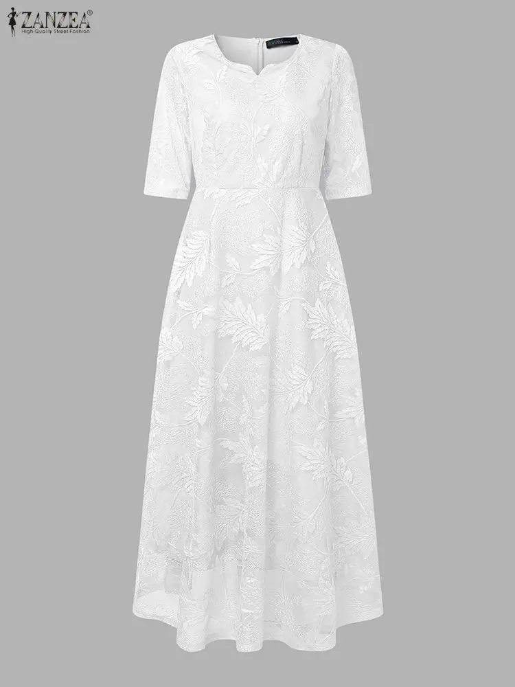 Zanzea elegante chique jacquard malha retalhos feminino maxi vestidos em forma de coração gola meia manga cintura cabida a linha vestido de festa