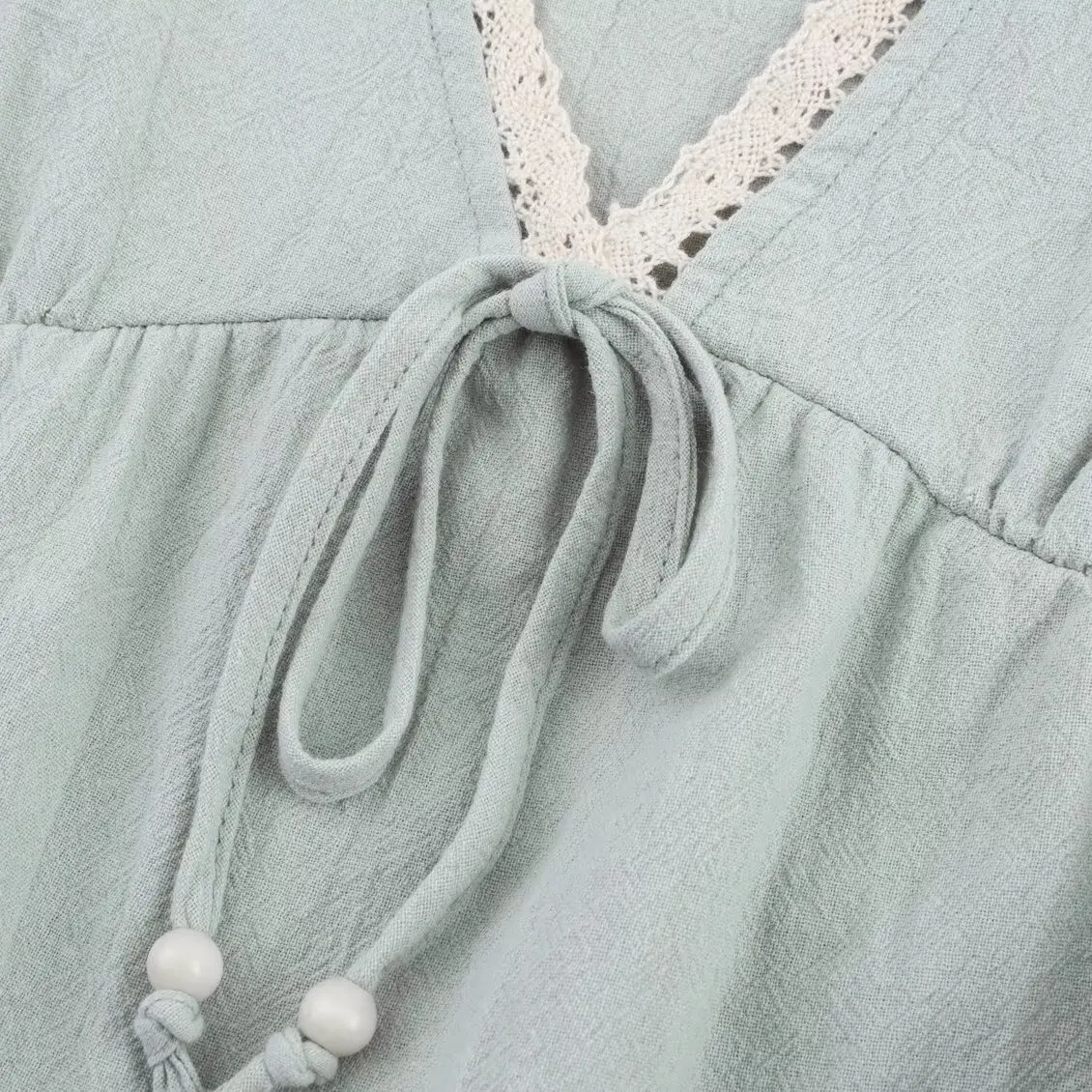 

Ele V-ne Embroidered Patchwork ort Sve Long irt Women's Cotton Casual Busin Suit UV Protection Lantern Sve