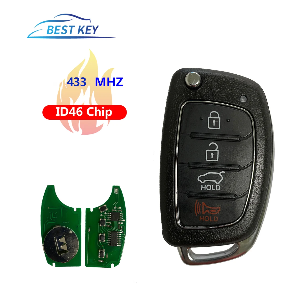 Meilleure clé de voiture avec commande de carte de clé pour Hyundai, Soladditif, Accent, 4.3, fils, l10, l20, l30, Kia Rio Ceed, 3B, 433Mhz, id46