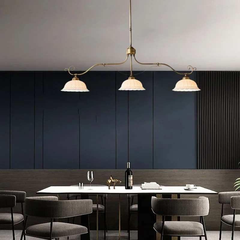 

2025 European Style Ceramics Pendant Light Old Brass Dining Room Bar Shop Hanging Lamp E27 Bulb Creative Dropshipping