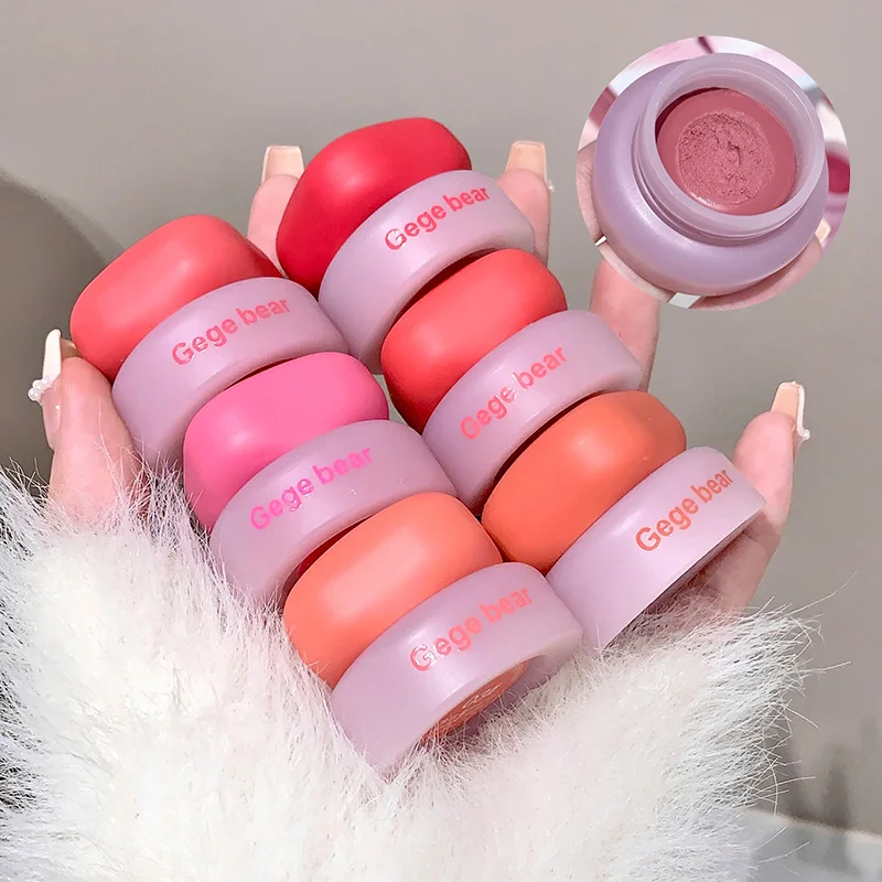 Gege bear Crema de doble uso para labios y mejillas, colorete y barro labial, maquillaje natural nude, aplicación natural, color de maquillaje completo