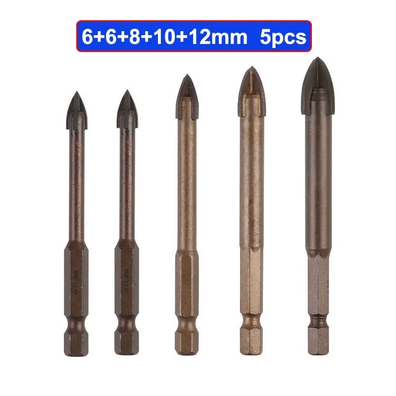 Tungsten Carbide Glass Drill Bit Set Alloy Carbide Point with 4 Cutting Edges Tile & Glass Cross Spear Head Drill Bits