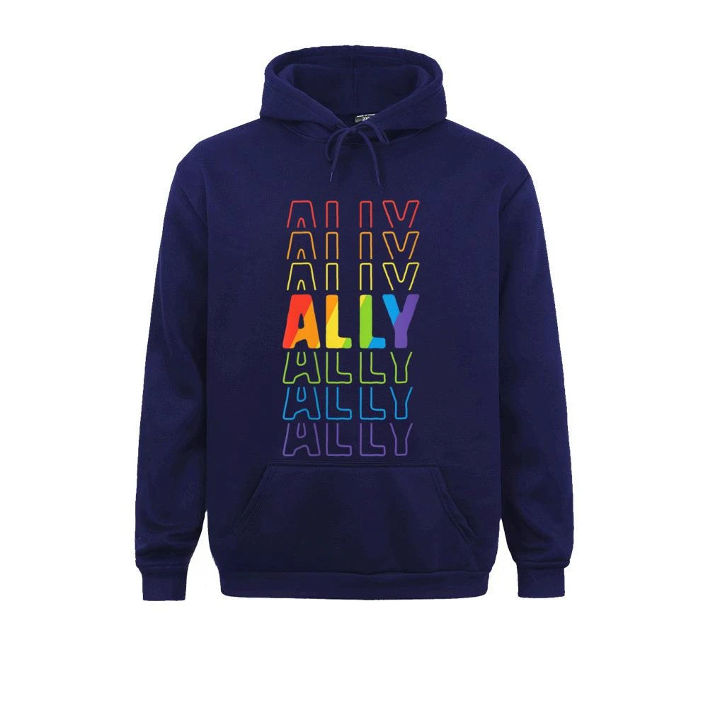 Ally LGBT Pride Rainbow Flag Ally March Mom Women Streetwear Hoodie Fitted Long Sleeve Group Men Hoodies Clothes